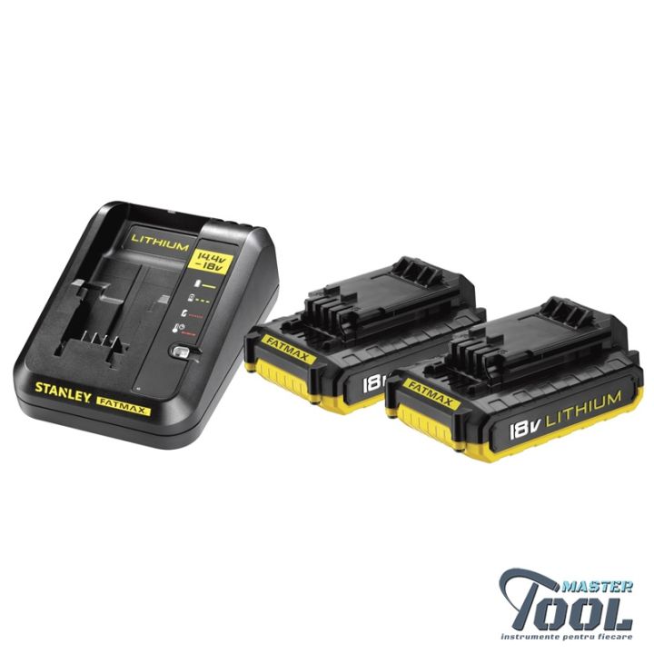 KIT incarcator + 2 baterii 2.0 Ah Stanley Fatmax FMC693D2